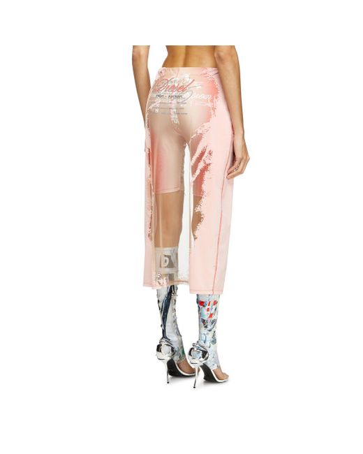 DIESEL Pink Layered Midi Skirt With Lyrics Print
