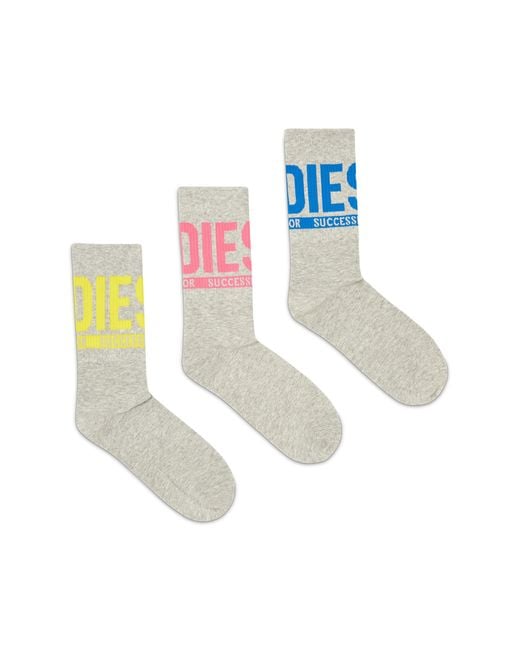 DIESEL White Three-Pack Of Logo Cuff Socks for men