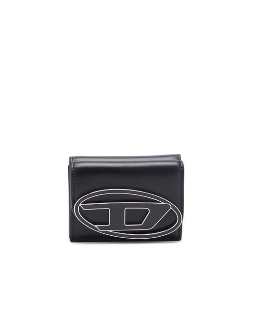 DIESEL Black Tri-fold Wallet In Leather