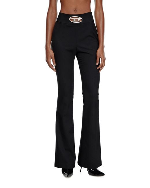 DIESEL Twill Pants With Metal Oval D Plaque Black