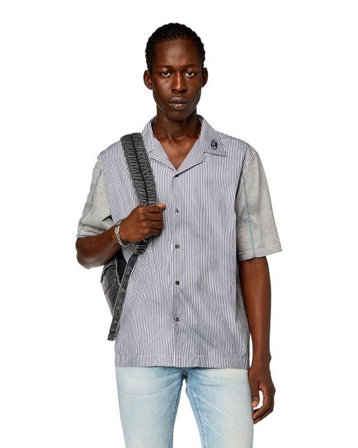 DIESEL Gray Tie-dyed Poplin And Jersey Bowling Shirt for men