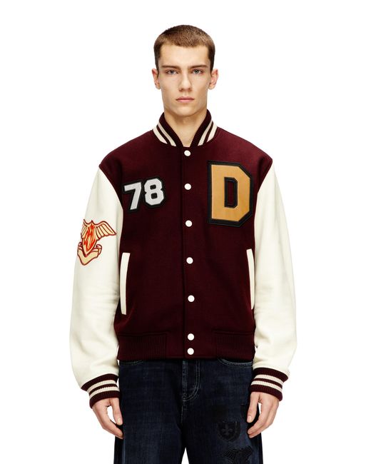 DIESEL Red Varsity Jacket for men