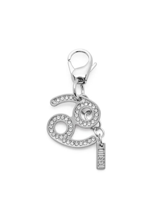 DIESEL Metallic Metal Cancer Charm With Rhinestones