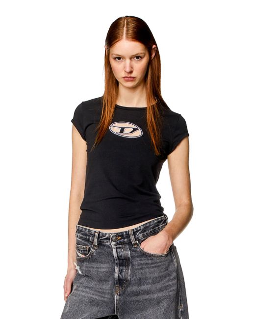 T-shirt con logo peekaboo di DIESEL in Black