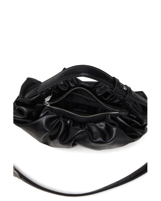 DIESEL Black Grab-d S-small Scrunched Hobo Bag In Shiny Pu