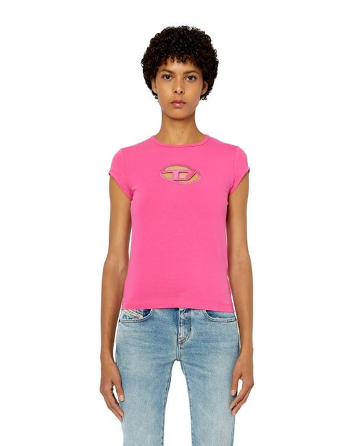 DIESEL T-shirt With Peekaboo Logo in Pink | Lyst