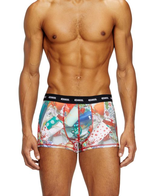 DIESEL Blue Stretch Boxers With All-over Print for men