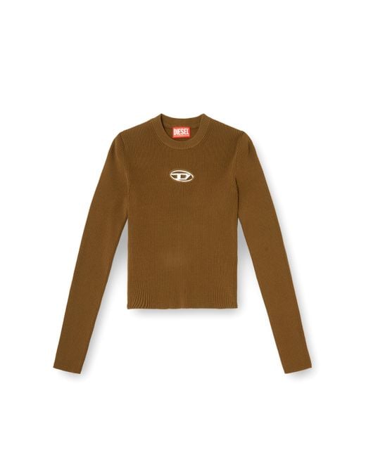 DIESEL Multicolor Rib-Knit Viscose-Blend Top With Oval D