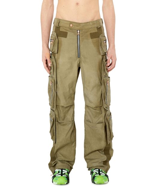 DIESEL Green Waxed Pants With Detachable Pockets for men