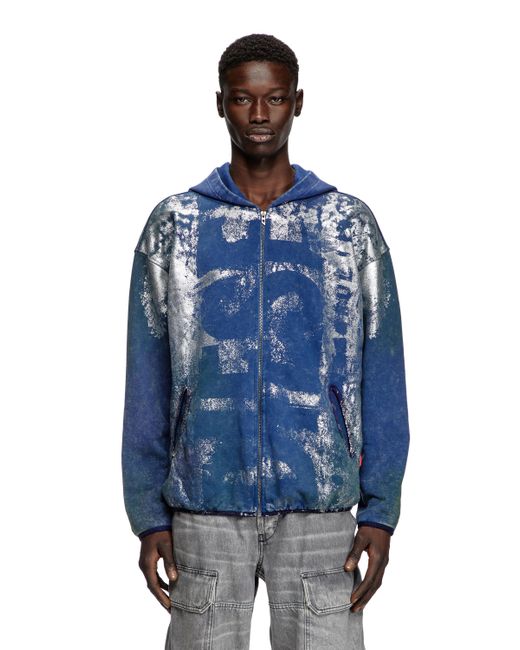 DIESEL Hoodie Mit Reißverschluss Und Vielgetragenen Effekten in Blue für Herren
