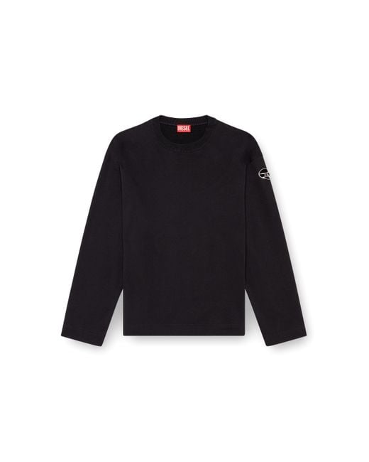 DIESEL Black Oversized Sweatshirt With Metallic Logo for men