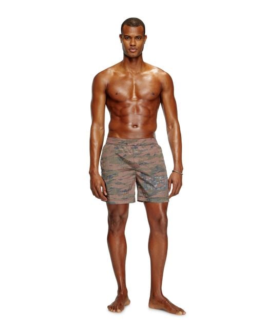 DIESEL Brown Mid-Length Swim Shorts for men