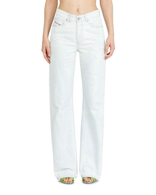 DIESEL White Regular Jeans High Waist 1971 D-Sent, Button Fly