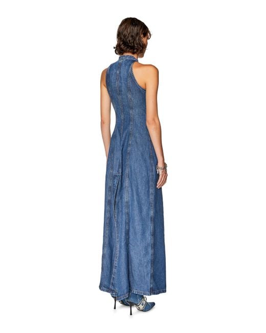 DIESEL Blue Long Dress In Light Denim