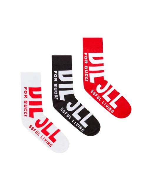 DIESEL Red Three-Pack Of Maxi Logo Socks for men