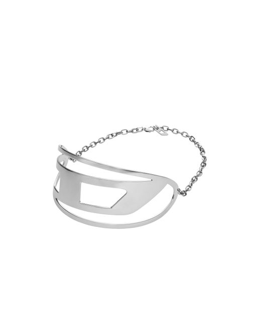 DIESEL Metallic Stainless Steel Choker Necklace