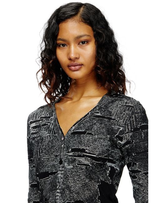 DIESEL Cardigan With Engineered Distressing Black