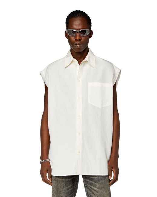 DIESEL Ärmelloses Shirt aus Leinenmischgewebe in White für Herren