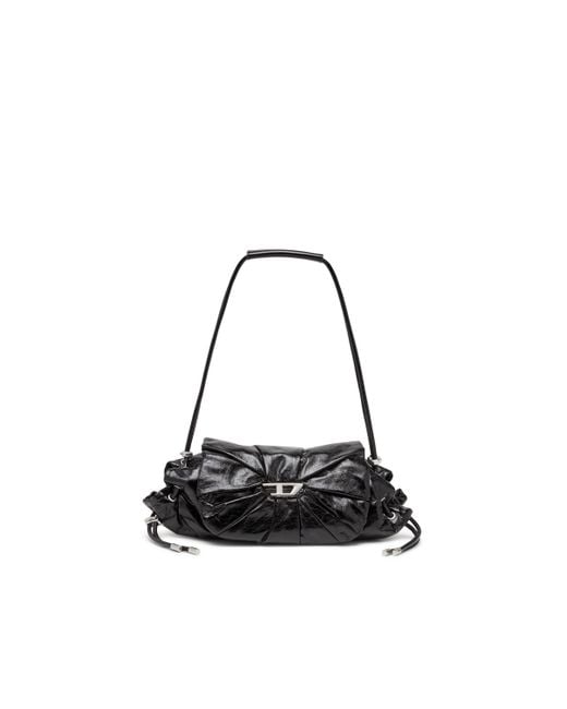 DIESEL White Scrunch-d S-shoulder Bag In Scrunched Leather