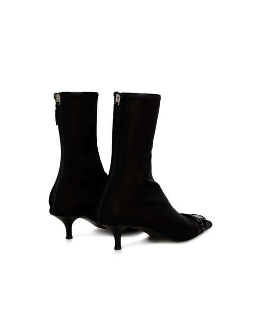 DIESEL Black D-Venus-Stretch-Mesh Ankle Boots With Kitten Heel