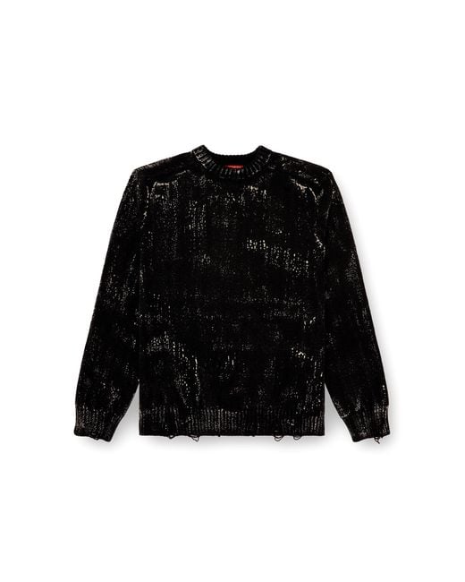 DIESEL Black Distressed Jumper for men