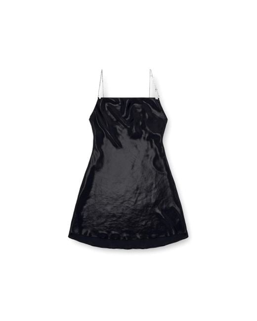 DIESEL Black Short Metallic Dress With Cowl Neck