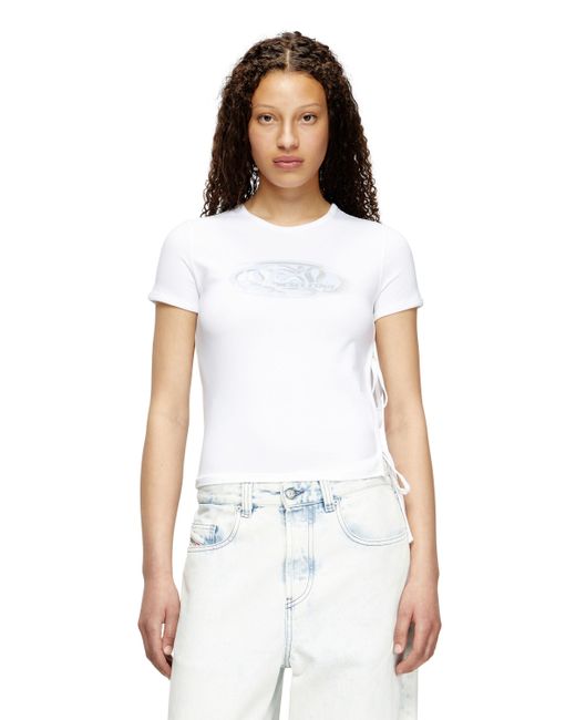 Camiseta Con Logotipo Gráfico Y Lazo Lateral DIESEL de color White