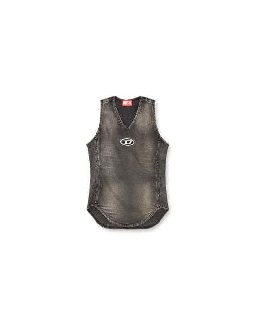 DIESEL Black Denim Top With A Used Effect