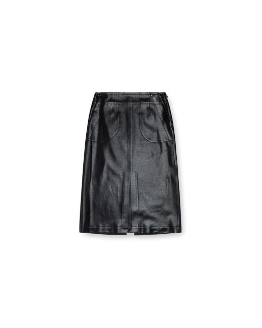 DIESEL Black Pinstripe Skirt With Coated Front