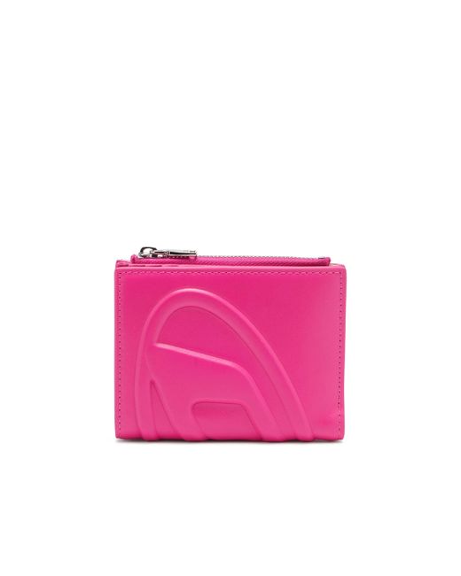 DIESEL Pink Kleines Portemonnaie aus Leder mit Logo-Prägung