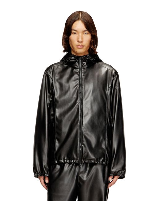 DIESEL Black Hooded Windbreaker for men
