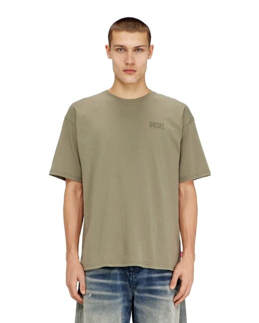 DIESEL Green Relaxed T-Shirt With Back Camo Print for men