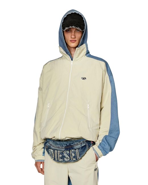 DIESEL Multicolor Track Jacket In Wrinkled Nylon And Denim for men
