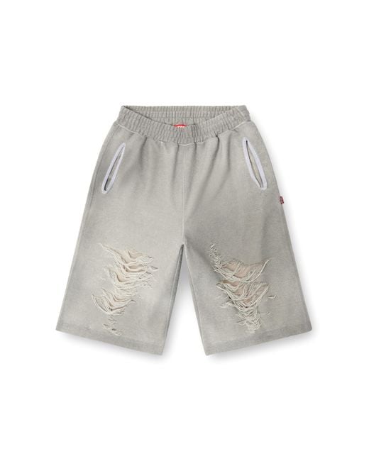 メンズ DIESEL Shorts With Distressed Knees Gray
