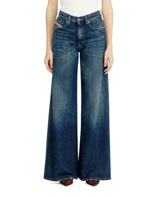 DIESEL Blue Flare Jeans Regular Waist 1978 D-Akemi, Dark, Zip Fly