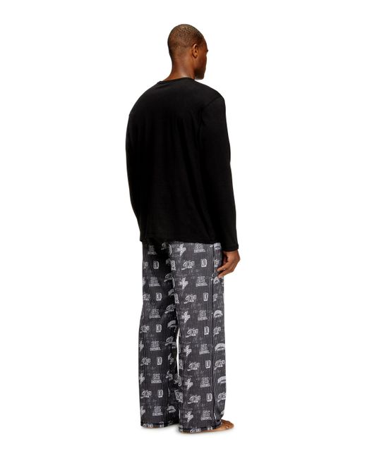 Conjunto De Pijama De Algodón Con Estampados De Logos DIESEL de hombre de color Black