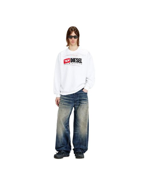 DIESEL White Sweatshirt With Devorèe Floating Threads for men