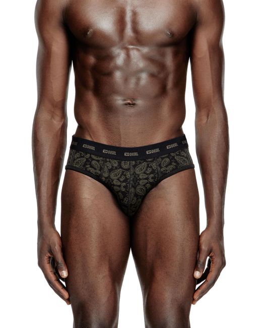 DIESEL Blue 3-pack Stretch Cotton Briefs With Bandana Print for men