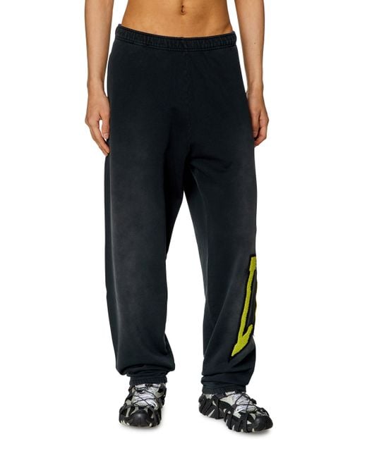 DIESEL Black College Track Pants With Lies Patches for men