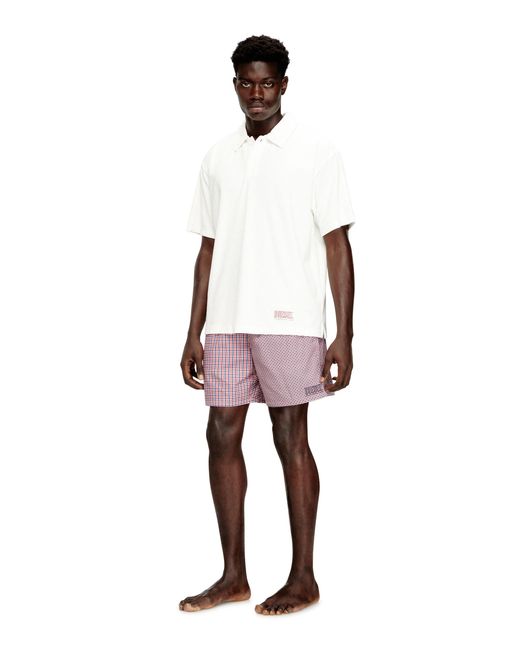 DIESEL White Towelling Cotton Polo Shirt for men