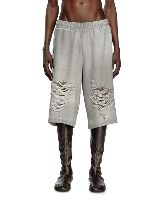 メンズ DIESEL Shorts With Distressed Knees Gray