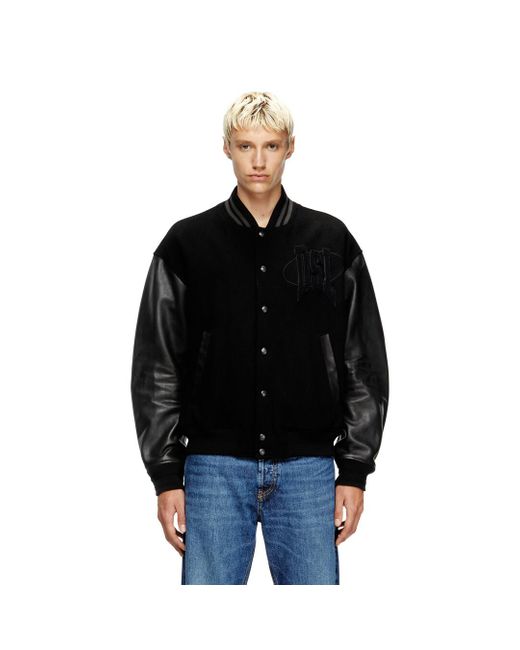DIESEL Black Varsity Bomber Jacket for men