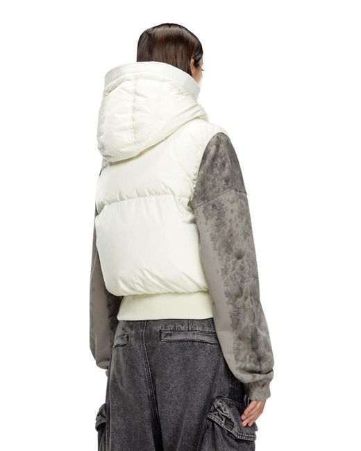 DIESEL Hooded Down Vest Gray