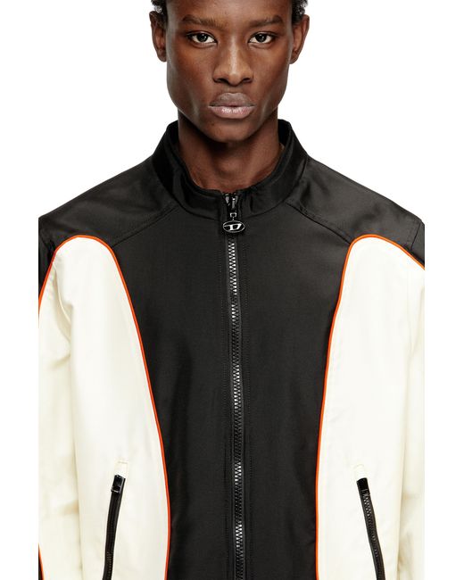DIESEL Black Nylon Jacket With Color Block And Piping Details for men