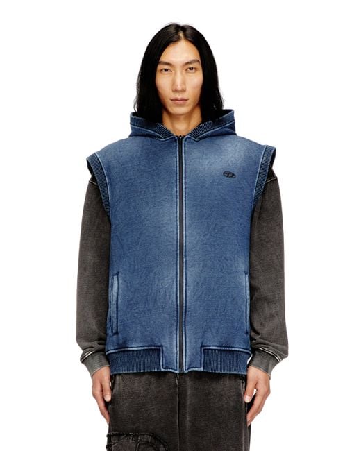 DIESEL Ärmellose Kapuzenweste Mit Teddyfutter Und Reißverschluss in Blue für Herren
