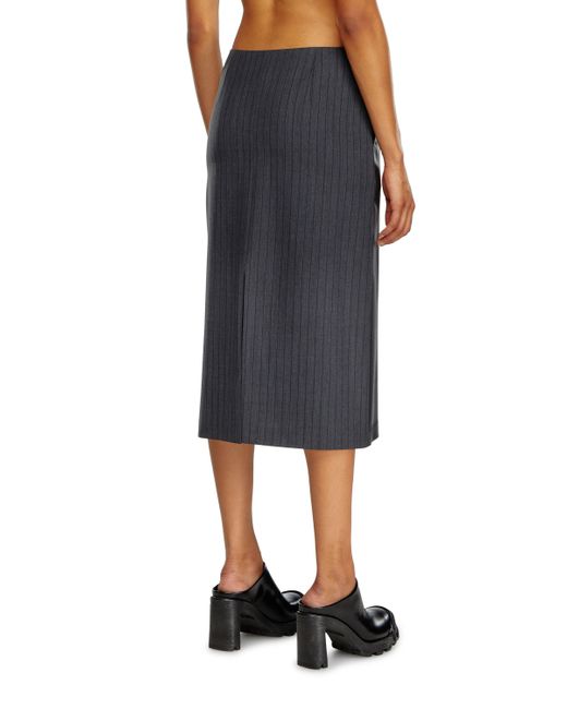 DIESEL Black Pinstripe Skirt With Coated Front