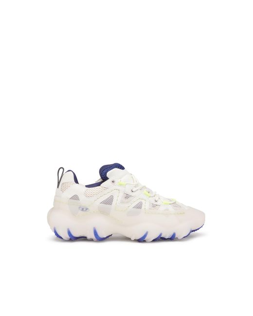 DIESEL White Low-top Sneakers With Rubber Overlay