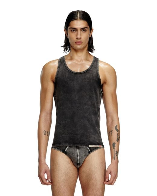 DIESEL Black Denim-Effect Tank Top for men