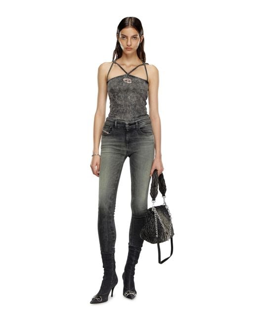 DIESEL Ribbed Halterneck With Cross-Over Straps Multicolor