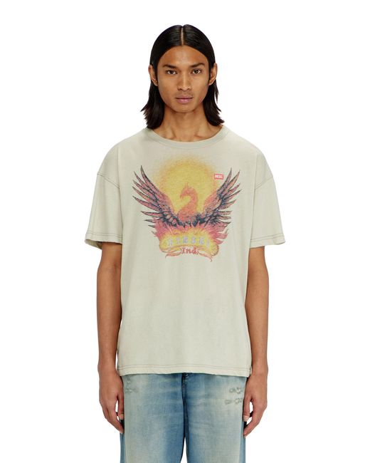 DIESEL Multicolor Regular T-Shirt With Phoenix Print for men